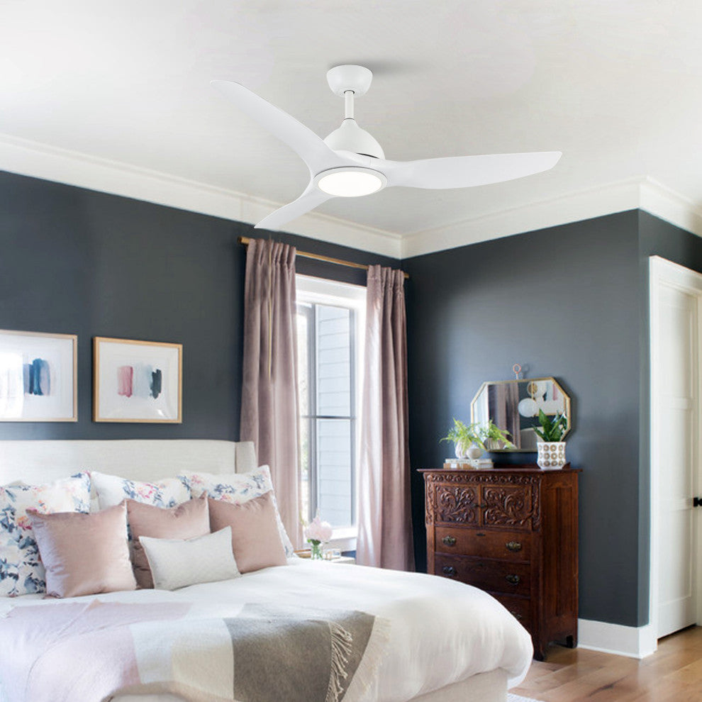 52-inch Modern Intergrated LED White Ceiling Fan with Light