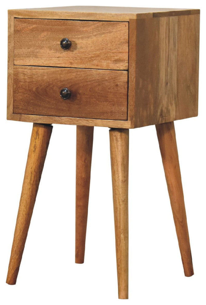 Mini 2 Drawer Oak-ish Nightsand