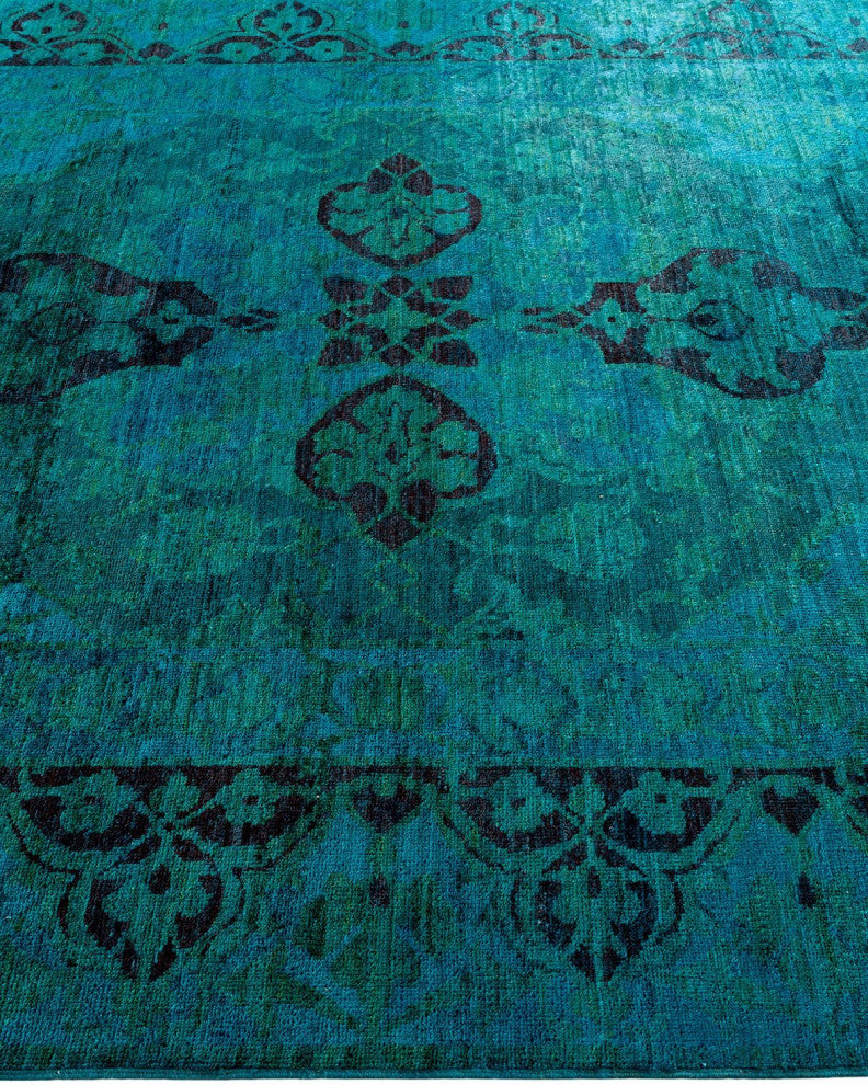 Overdyed, One-of-a-Kind Hand-Knotted Area Rug Green, 5'10"x9'1"