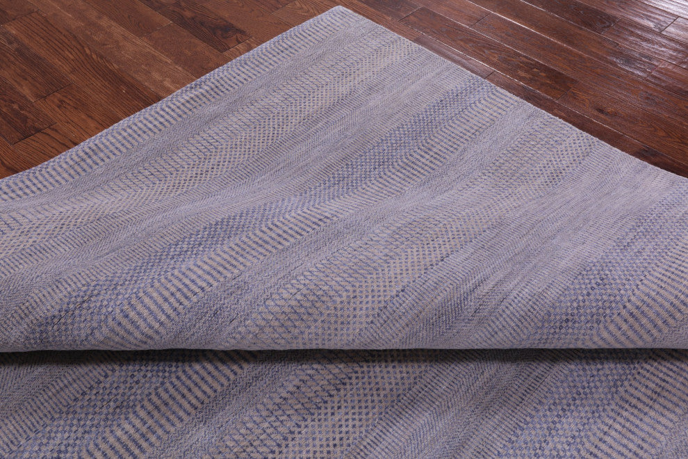 8' 1" X 10' 2" Savannah Grass Wool and Silk Hand Knotted Rug Q11957