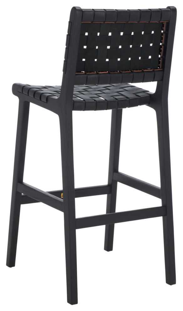 Safavieh Adah Leather Bar Stool, Black