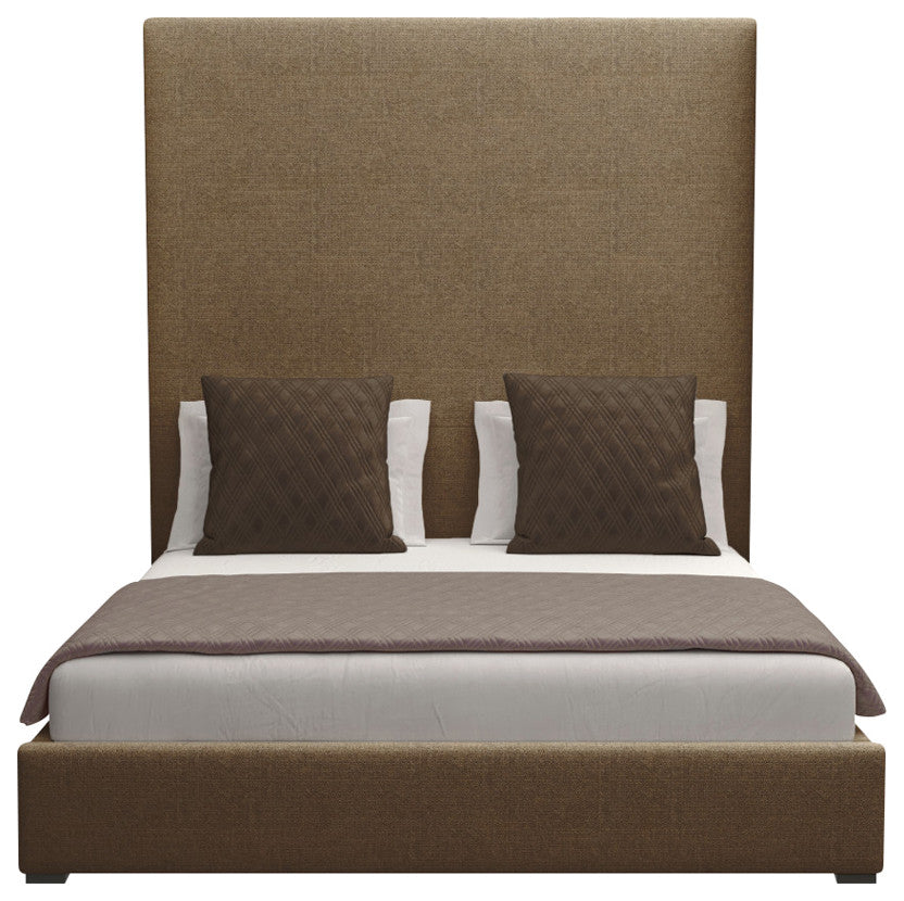 Nativa Interiors Moyra Plain Bed, Brown, Queen, Headboard: High