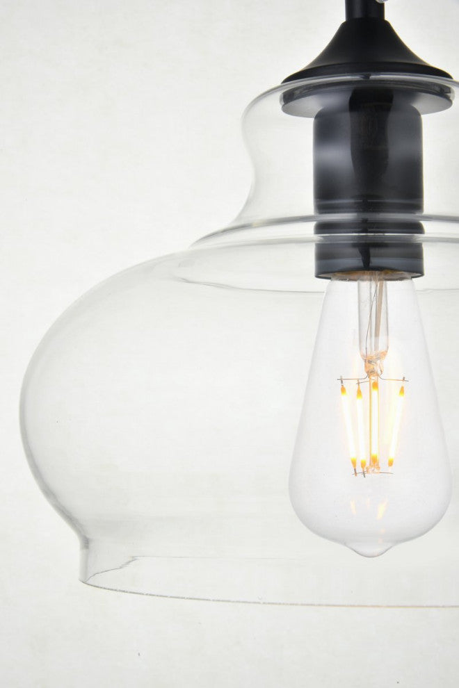 Dakota 1-Light Black Plug-In Pendant With Clear Glass