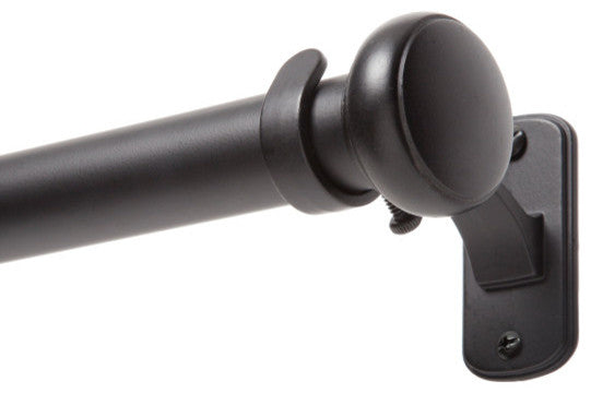 1" Weaver Rust Resistant Ceiling or Wall-Mount Window Curtain Rod, Black, 37-72"