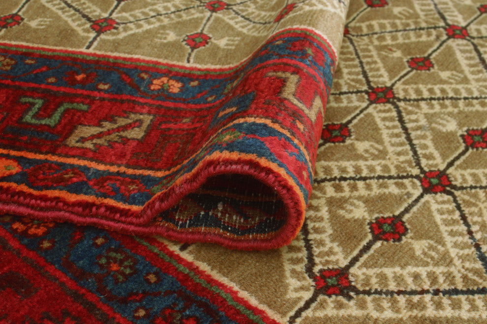 Fine Vintage Distressed Kamari Brown/Burgundy Runner, 4'2x10'9
