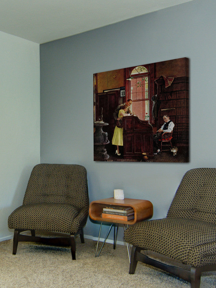 "Marriage License" Painting Print on Canvas by Norman Rockwell