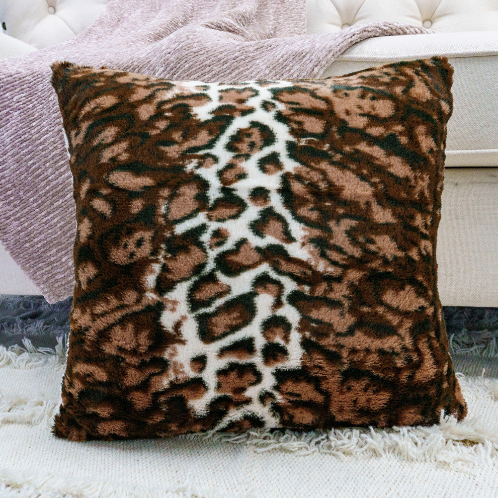 ML Leopard Faux Fur Pillow Covers Set of 2