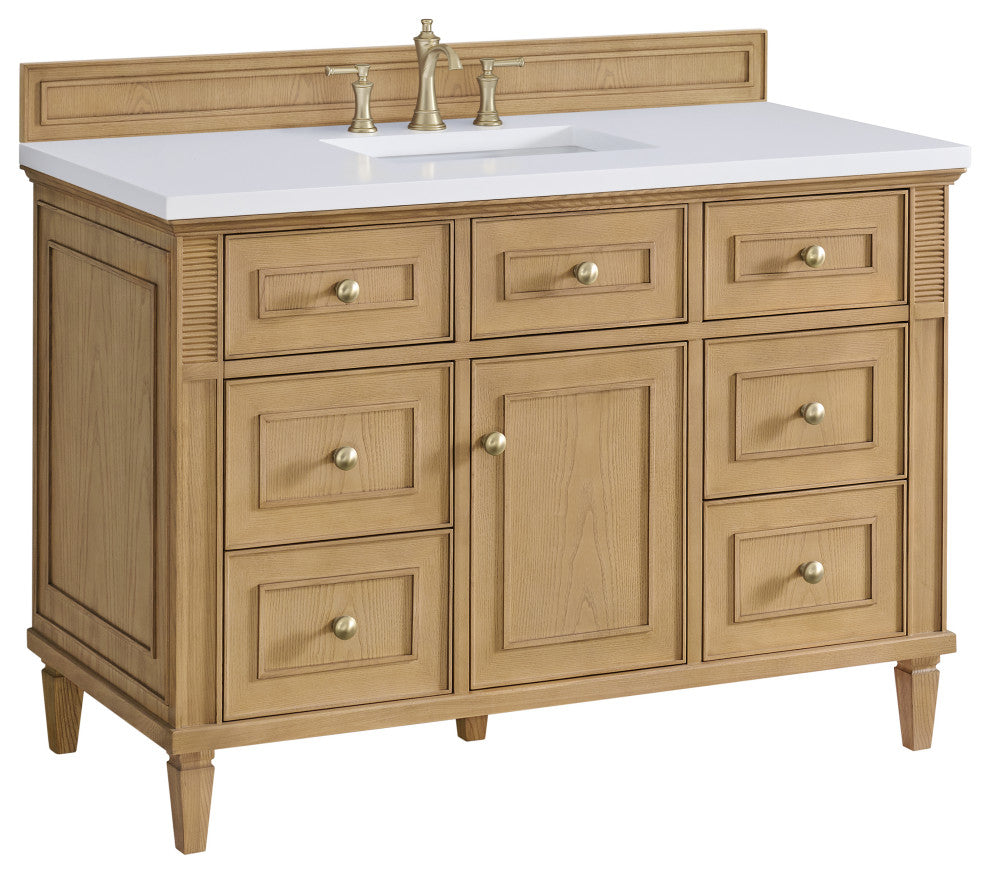 Lorelai 48" Single Vanity, Light Natural Oak, 3 CM White Zeus Top