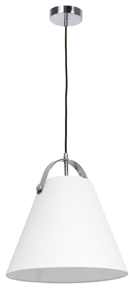 1 Light Emperor Pendant Polished Chrome with White Shade