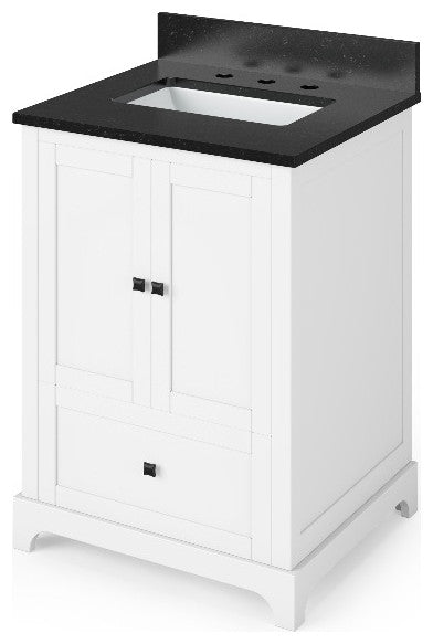Addington Modern 24" White Vanity, Black Granite Vanity Top