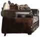 Faux Leather and Chenille Love Seat with Button Tufting Design, Brown