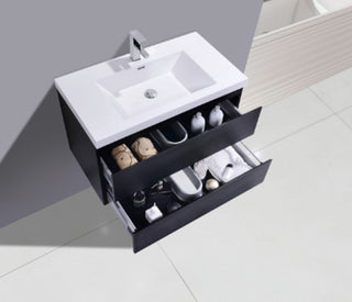 MOB 36" Wall Mounted Vanity With Reinforced Acrylic Sink, Black