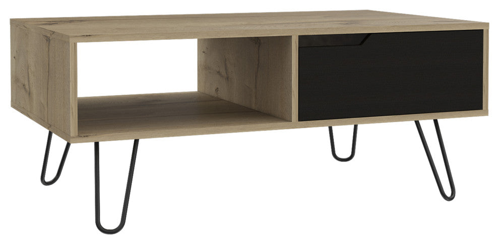 Aster Cubicle Wood and Metal Coffee Table
