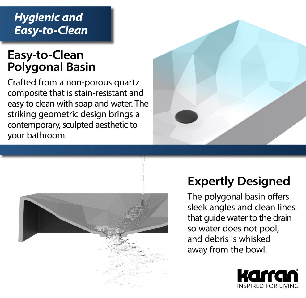 Karran Diamond SQS400 Quartz 28" Bathroom Vessel Sink, Grey