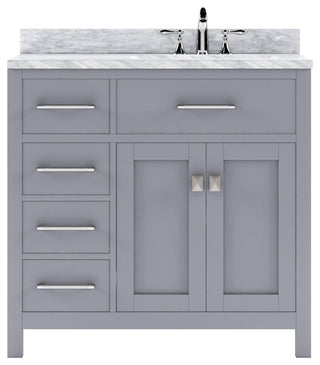 Caroline Parkway 36" Single Vanity in Gray with Marble Top and Round Sink