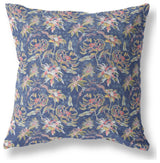 20" Blue Yellow Roses Indoor Outdoor Throw Pillow