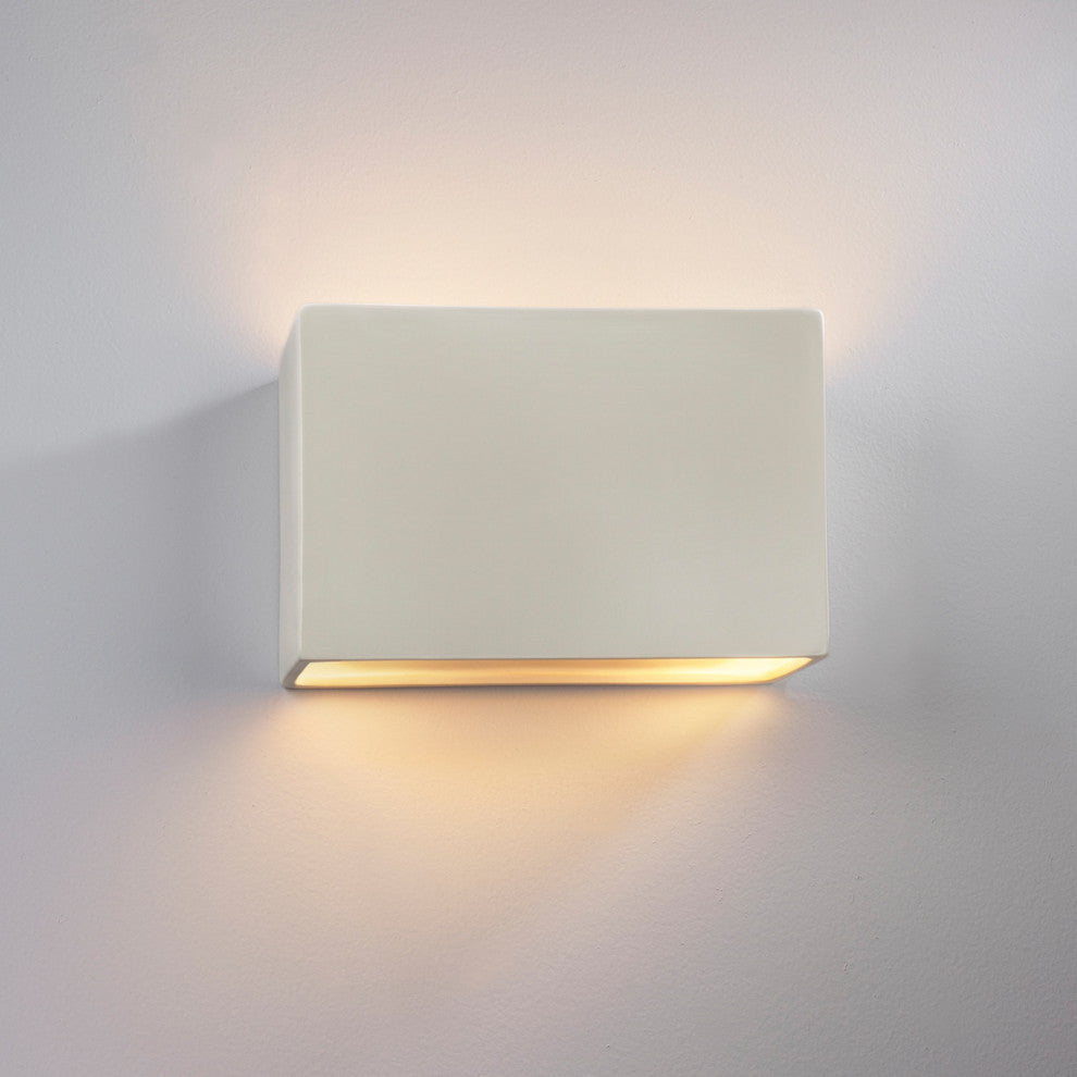 Ambiance ADA Outdoor Small Ceramic Rectangle Wall Sconce, LED, Matte White