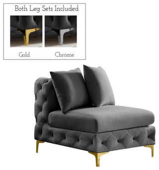 Tremblay Velvet Upholstered Armless Chair, Grey