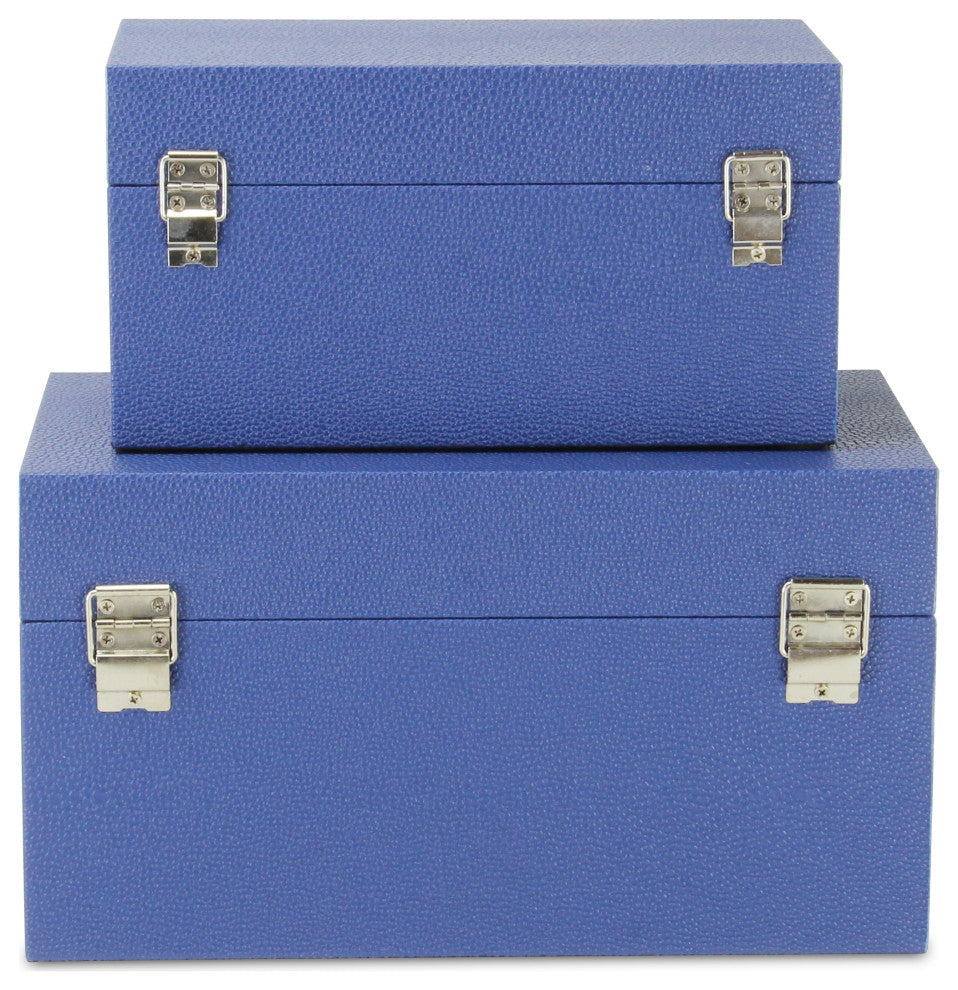 Galena "Double Happiness" Faux Shagreen Box Set, Navy Blue