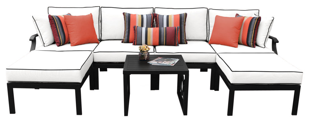 kathy ireland Madison Ave. 7 Piece Aluminum Patio Furniture Set 07a, Snow