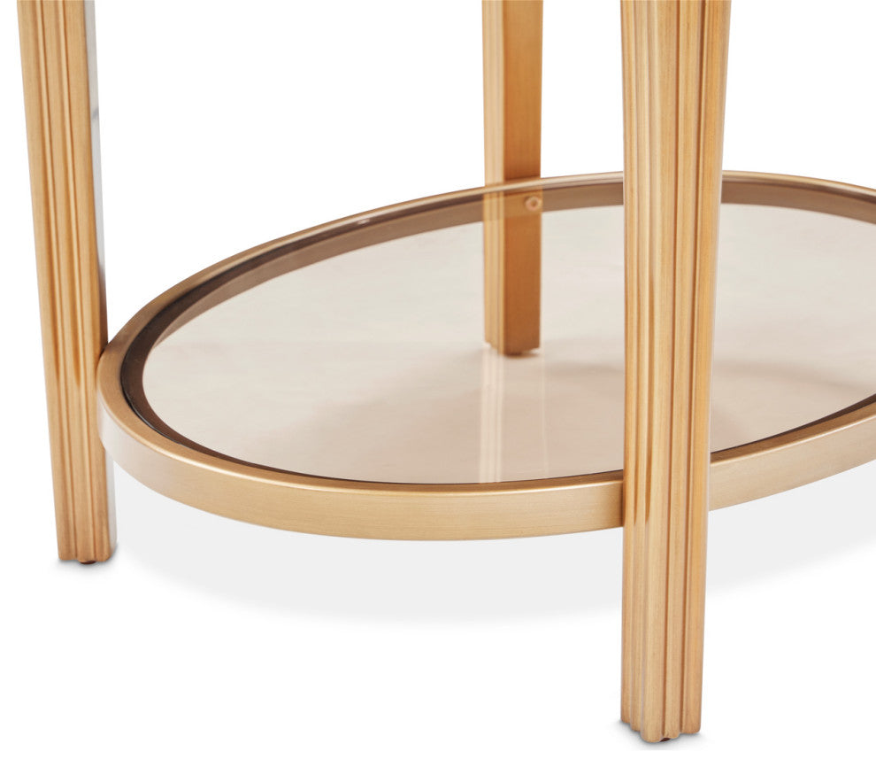 Camellia Field End Table With Drawer, Warm Pecan