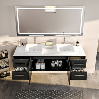 Totti Wave 72 inch Espresso Modern Double Sink  Vanity  Top And Double Sinks