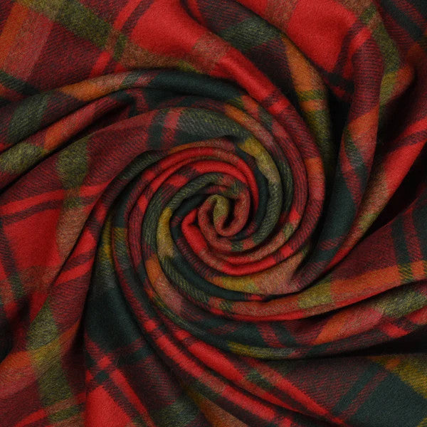 Prince of Scots Highland Tartan Tweed Merino Wool Throw, Dark Maple