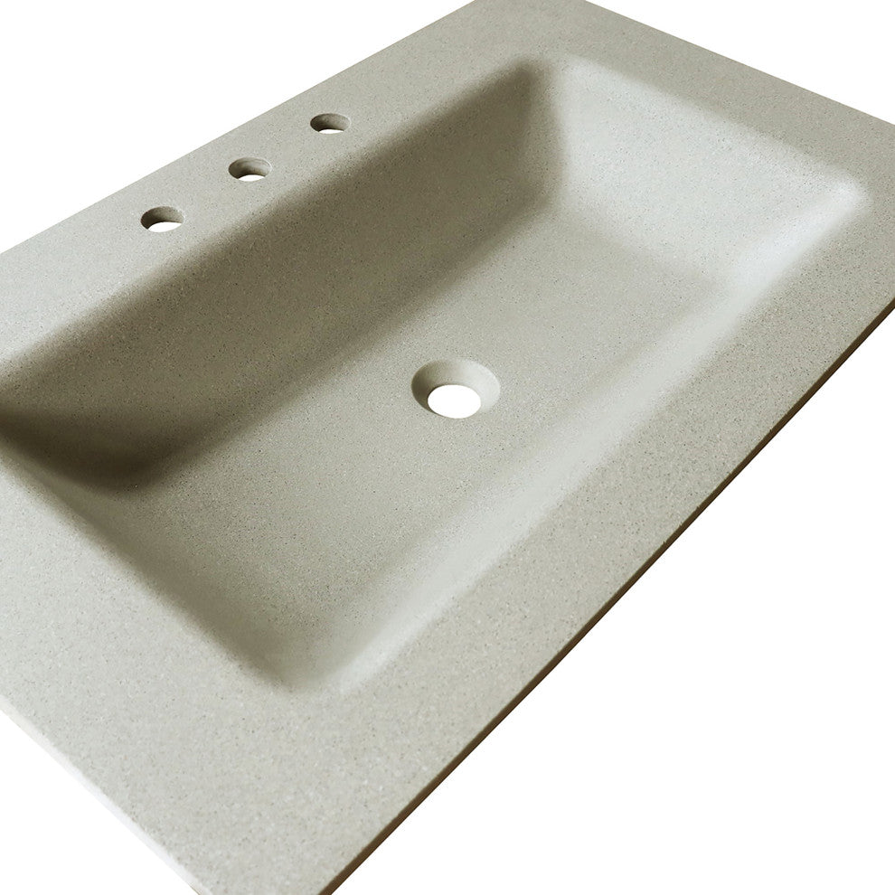 37" Single Gray Concrete Top With Rectangle Sink