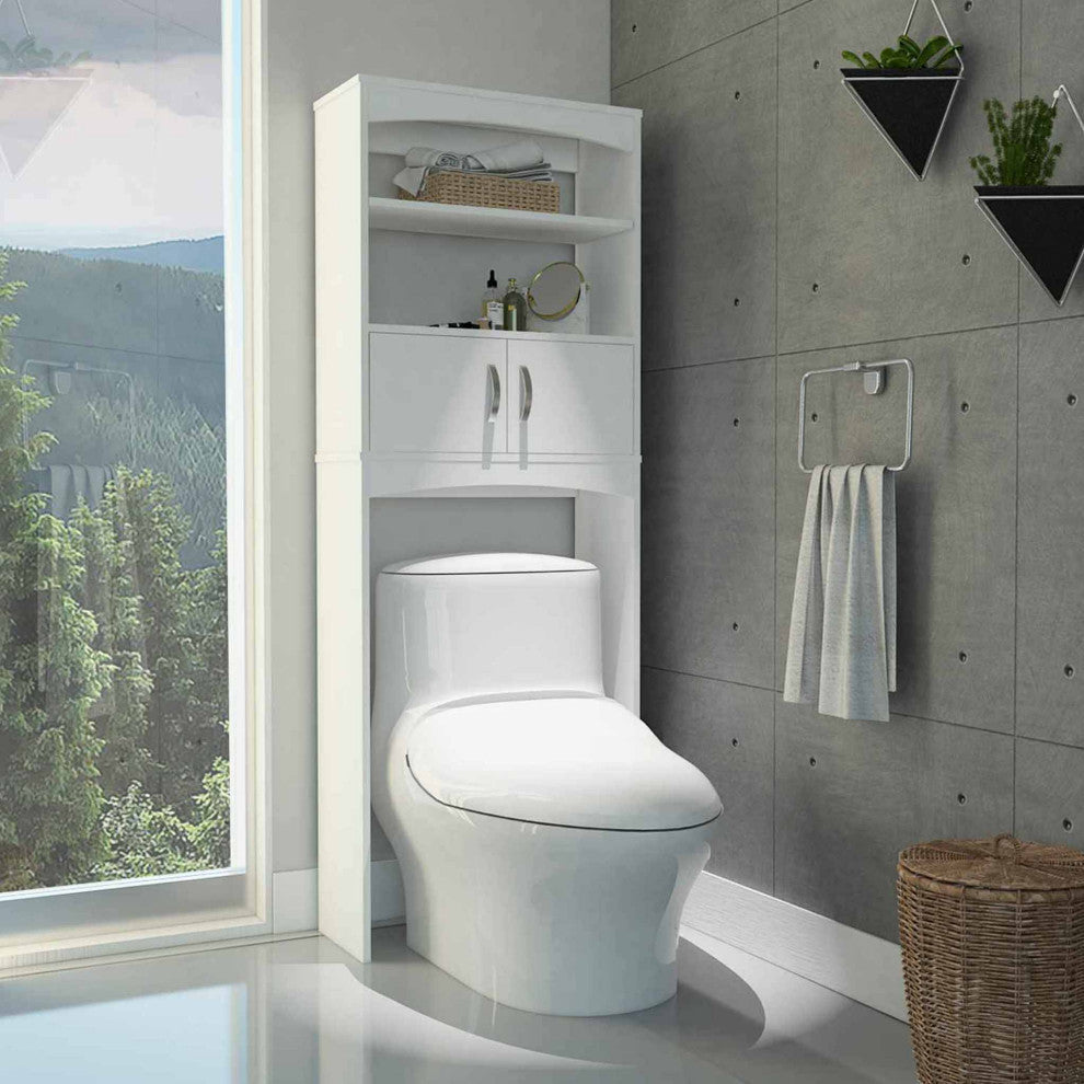 Hayward Over The Toilet Cabinet, with 1 Cabinet and 2 Shelves, White