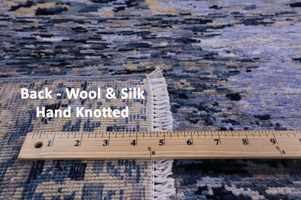 5' 10" X 8' 9" Wool and Silk Hand Knotted Abstract Rug Q10325
