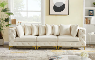 Tremblay Velvet Upholstered 3-Piece Modular Sofa, Cream