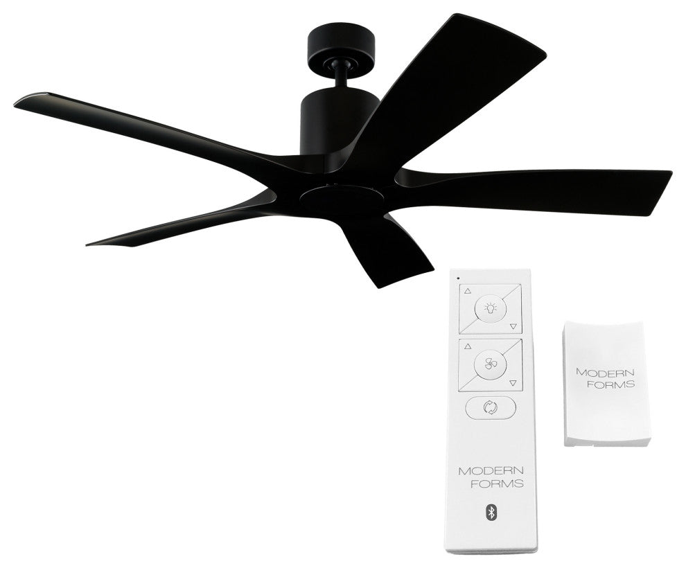 Aviator Indoor/Outdoor 5-Blade Smart Ceiling Fan, 54", Matte Black, Wall Control