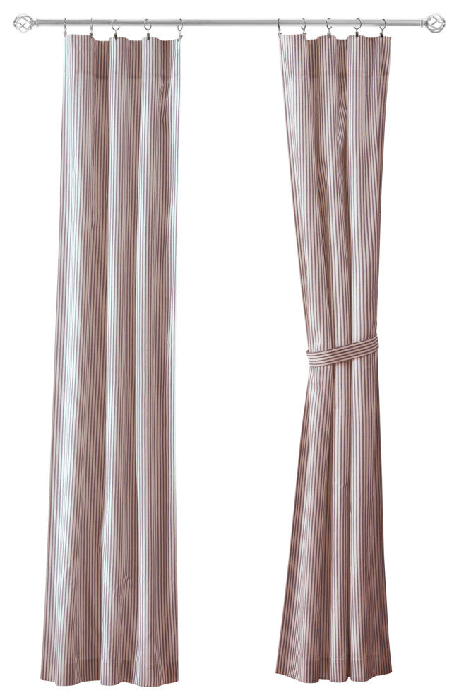 Plaza Stripe Tailored Panel Pair, Brick, 56"x84"