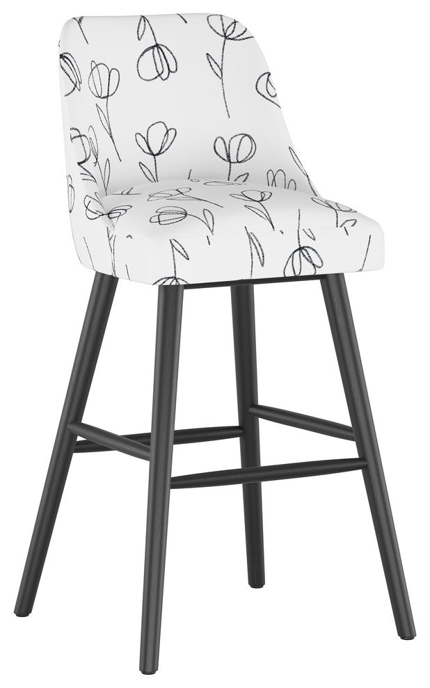 Markham Rounded Back Bar Stool, Contoured Tulips White