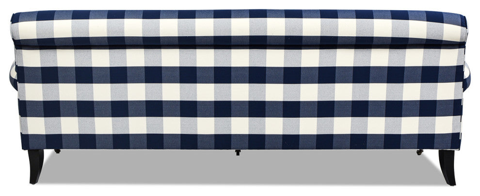Alana Lawson 88" 3-Cushion Tight Back Sofa, Blue Lattice Woven