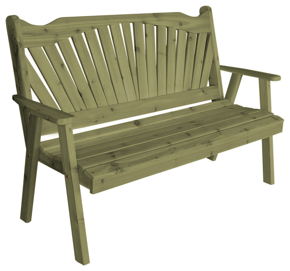 Cedar Fanback Bench, Linden Leaf Stain, 4 Foot