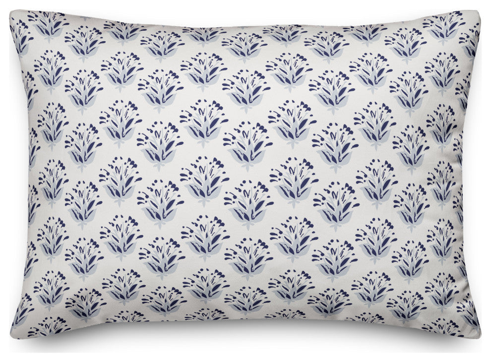 Blue Floral Pattern 14x20 Indoor / Outdoor Pillow