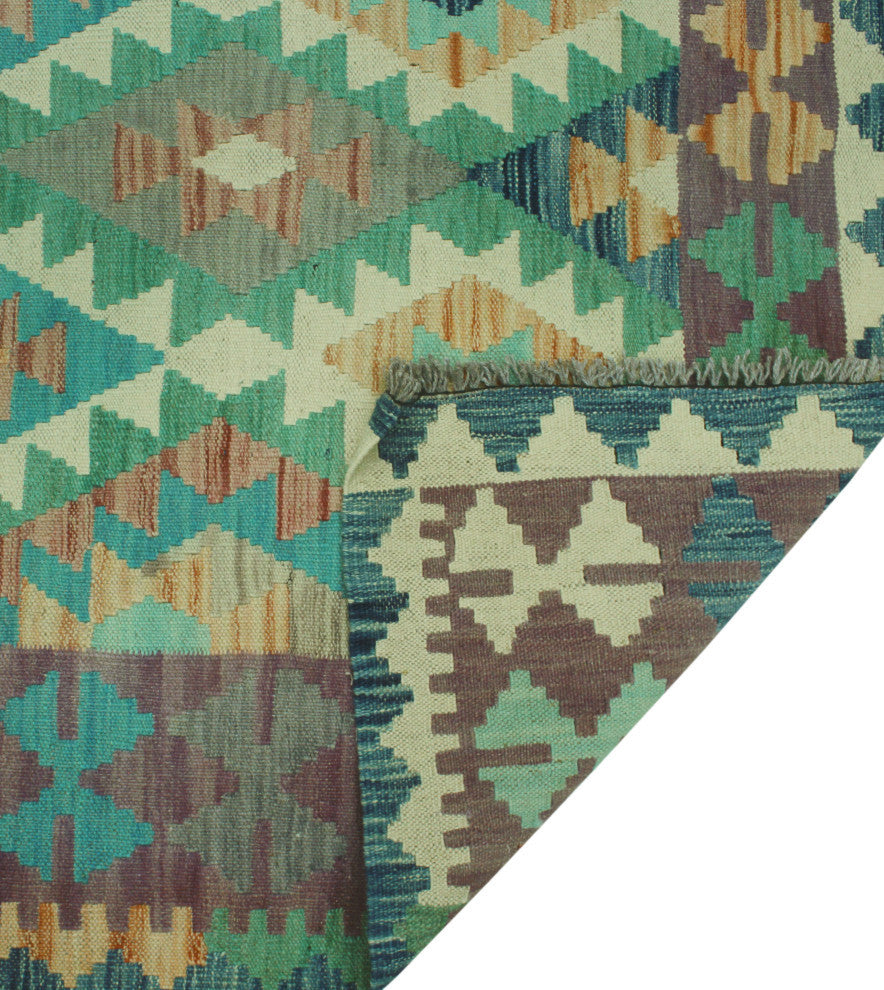 Sun Faded Kilim Aidana Blue/Green Rug, 3'11x5'8