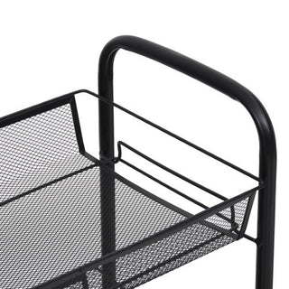 vidaXL 5-Tier Kitchen Trolley Storage Utility Cart with Mesh Baskets Black Iron