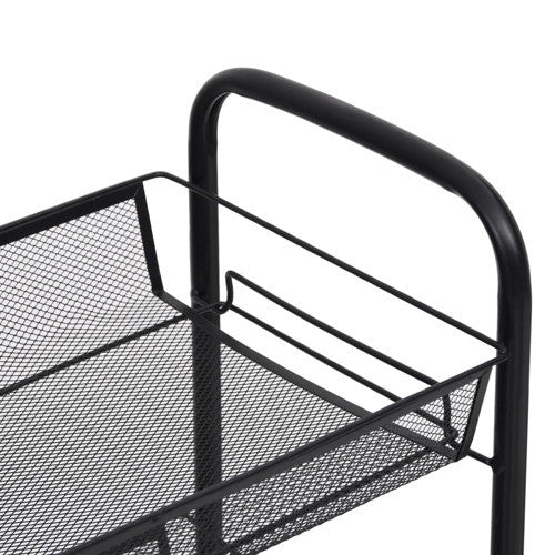 vidaXL 5-Tier Kitchen Trolley Storage Utility Cart with Mesh Baskets Black Iron