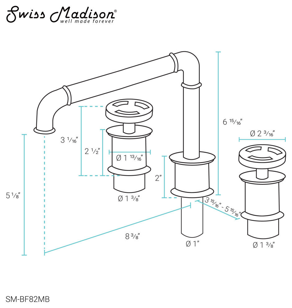 Avallon Widespread, Double Handle, Bathroom Faucet, Matte Black
