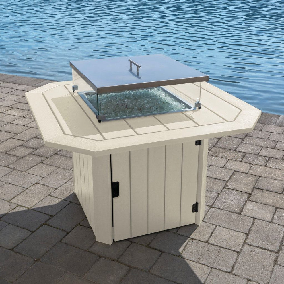 Oasis 40" Fire Pit Table, Whitewash