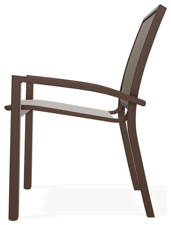 Kendall Sling Stackable Outdoor Dining Chair, Bark/Kona