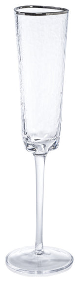 Kampari Triangular Champagne Flutes  with Platinum Rim, Set of 4
