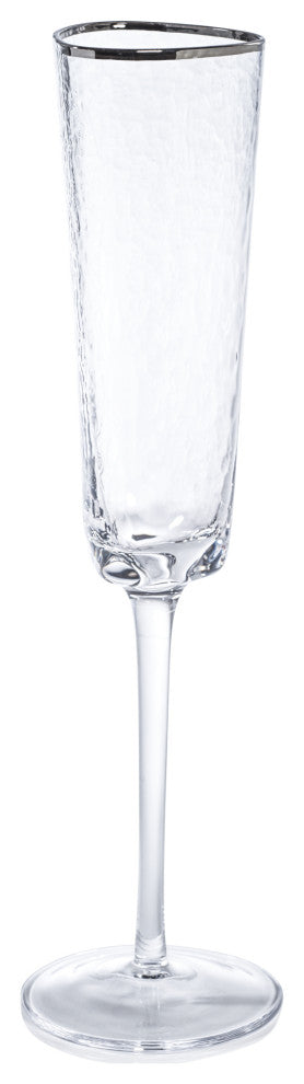 Kampari Triangular Champagne Flutes  with Platinum Rim, Set of 4