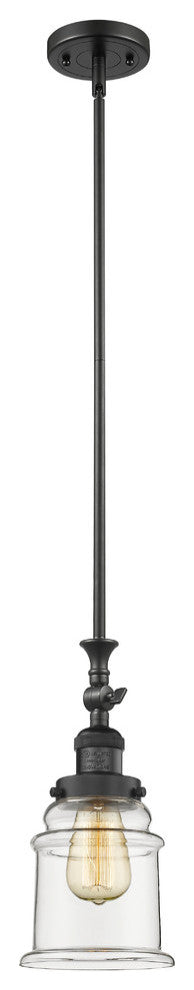 Canton 1-Light LED Mini Pendant, Matte Black, Glass: Clear