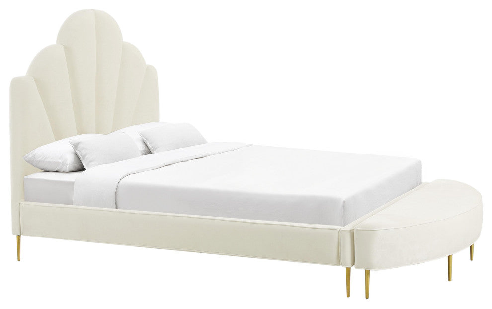 Bianca Cream Velvet Bed in King