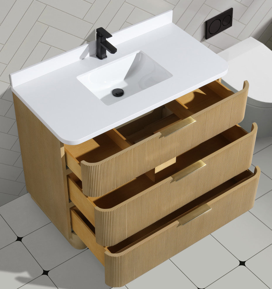 Ari Kitchen and Bath Calamigo 42" Freestanding Bathroom Vanity Oak