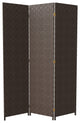 6' Tall Woven Fiber Outdoor All Weather Room Divider, 3 Panel, Dark Brown