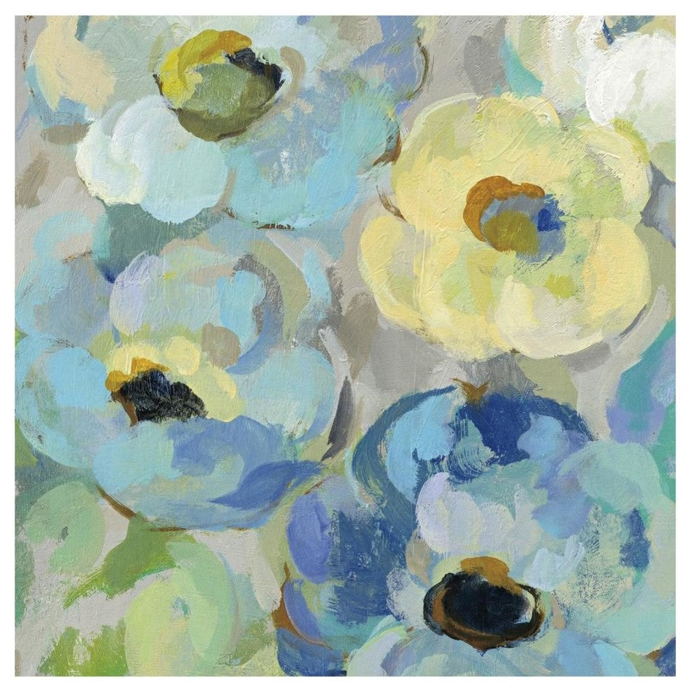 "Fresh Teal Flowers II" Digital Paper Print by Silvia Vassileva, 20"x20"